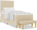 vidaXL Κρεβάτι με Σπαστό Στρώμα & Πάγκο Κρέμ 90x190 cm Ύφασμα