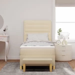 vidaXL Κρεβάτι με Σπαστό Στρώμα & Πάγκο Κρέμ 90x190 cm Ύφασμα
