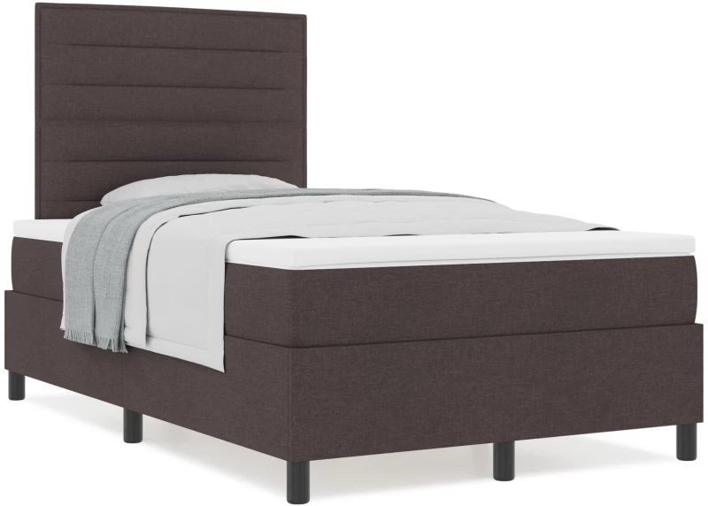 vidaXL κρεβάτι box spring με στρώμα σκούρο καφέ μικρού διπλού ύφασμα