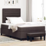 vidaXL Κρεβάτι Box Spring με Στρώμα & Πάγκο Σκούρο Καφέ 120x190 εκ. Ύφασμα