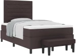vidaXL Κρεβάτι Box Spring με Στρώμα & Πάγκο Σκούρο Καφέ 120x190 εκ. Ύφασμα