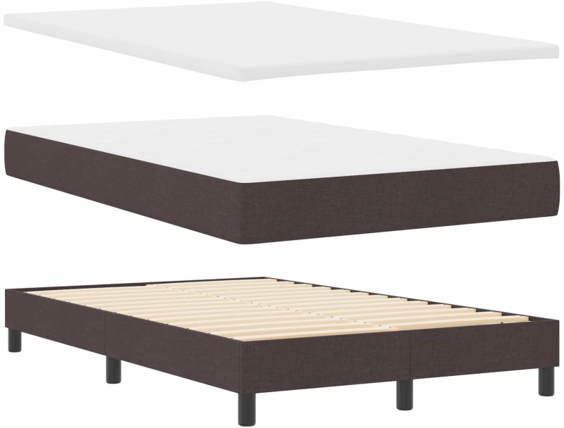 vidaXL Κρεβάτι Box Spring με Στρώμα & Πάγκο Σκούρο Καφέ 120x190 εκ. Ύφασμα