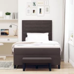 vidaXL Κρεβάτι Box Spring με Στρώμα & Πάγκο Σκούρο Καφέ 120x190 εκ. Ύφασμα