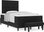 vidaXL Κρεβάτι Βάσης με Στρώμα & Πάγκο Μαύρο 120 x 190 εκ. Ύφασμα