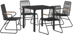 vidaXL Σετ 5 Τεμαχίων Καθιστικού Κήπου Μαύρο PVC Rattan