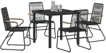 vidaXL Σετ 5 Τεμαχίων Καθιστικού Κήπου Μαύρο PVC Rattan