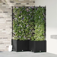 vidaXL Γλάστρα Κήπου με Πλέγμα 3 τεμ Μαύρη 80x80x143 εκ