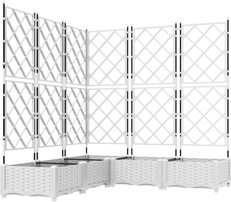vidaXL Γλάστρα Κήπου με Πύργο 5 τεμ Λευκή 120x120x125.5 εκ