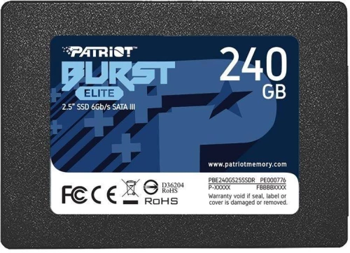 SSD|PATRIOT|Burst Elite|240GB|SATA 3.0|3D NAND|Write speed 320 MBytes/sec|Read speed 450 MBytes/sec|2,5"|TBW 100 TB|PBE240GS25SSDR