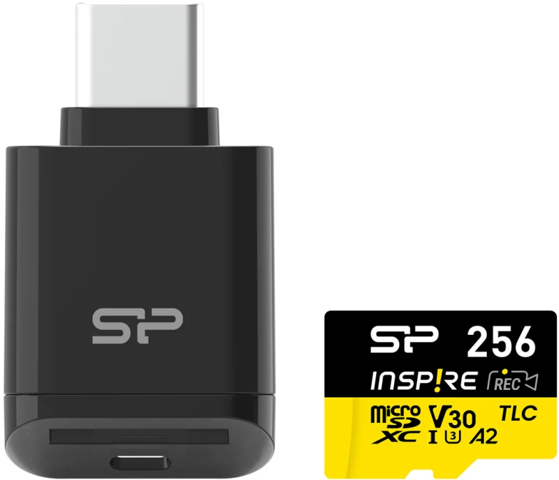SILICON POWER κάρτα μνήμης microSDXC Inspire με card reader, 256GB, UHS-I U3 A1 V30