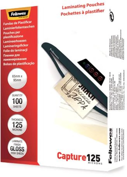 LAMINATOR POUCH GLOSSY CARD/125 100PCS 5306702 FELLOWES