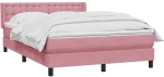 vidaXL Κρεβάτι Boxspring με Στρώμα Ροζ 140x210 εκ. Βελούδινο