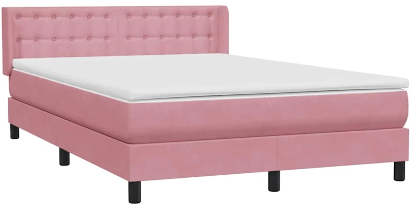 vidaXL Κρεβάτι Boxspring με Στρώμα Ροζ 140x210 εκ. Βελούδινο