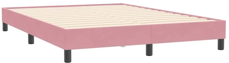 vidaXL Κρεβάτι Boxspring με Στρώμα Ροζ 140x210 εκ. Βελούδινο
