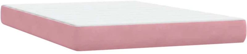 vidaXL Κρεβάτι Boxspring με Στρώμα Ροζ 140x210 εκ. Βελούδινο
