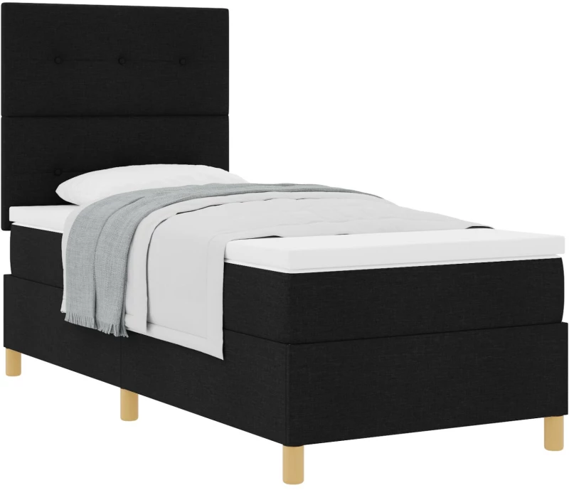 vidaXL Box Spring Bed με Στρώμα Μαύρο 100x200 εκ. Ύφασμα