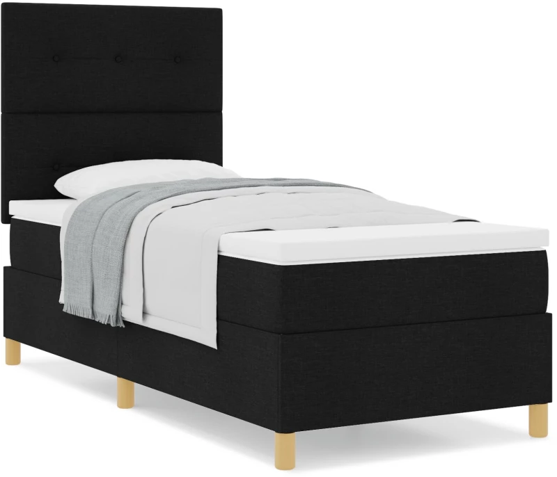 vidaXL Box Spring Bed με Στρώμα Μαύρο 100x200 εκ. Ύφασμα