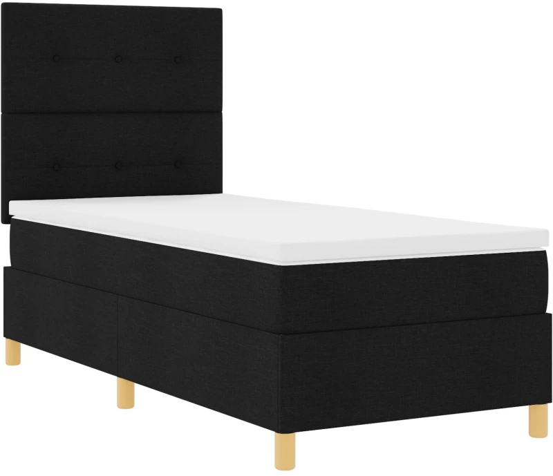 vidaXL Box Spring Bed με Στρώμα Μαύρο 100x200 εκ. Ύφασμα