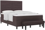 vidaXL Κρεβάτι Box Spring με Στρώμα & Πάγκο Σκούρο Καφέ 140x190 εκ. Ύφασμα
