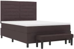 vidaXL Κρεβάτι Box Spring με Στρώμα & Πάγκο Σκούρο Καφέ 140x190 εκ. Ύφασμα