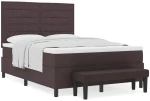 vidaXL Κρεβάτι Box Spring με Στρώμα & Πάγκο Σκούρο Καφέ 140x190 εκ. Ύφασμα