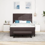 vidaXL Κρεβάτι Box Spring με Στρώμα & Πάγκο Σκούρο Καφέ 140x190 εκ. Ύφασμα
