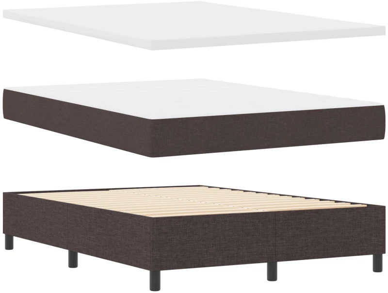 vidaXL Κρεβάτι Box Spring με Στρώμα & Πάγκο Σκούρο Καφέ 140x190 εκ. Ύφασμα