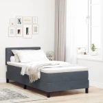 vidaXL Κρεβάτι Box Spring με Στρώμα Σκούρο Γκρι 90x200 cm Βελούδο
