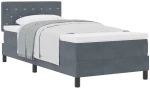 vidaXL Κρεβάτι Box Spring με Στρώμα Σκούρο Γκρι 90x200 cm Βελούδο