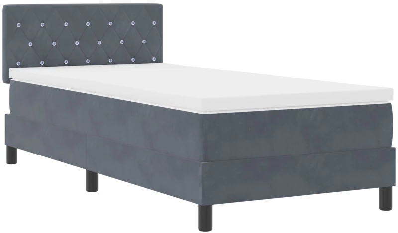 vidaXL Κρεβάτι Box Spring με Στρώμα Σκούρο Γκρι 90x200 cm Βελούδο