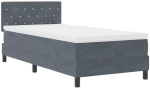 vidaXL Κρεβάτι Box Spring με Στρώμα Σκούρο Γκρι 90x200 cm Βελούδο