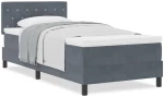 vidaXL Κρεβάτι Box Spring με Στρώμα Σκούρο Γκρι 90x200 cm Βελούδο