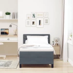 vidaXL Κρεβάτι Box Spring με Στρώμα Σκούρο Γκρι 90x200 cm Βελούδο