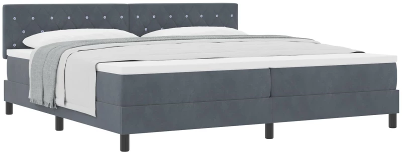 vidaXL Κρεβάτι Box Spring με Στρώμα Σκούρο Γκρι 200x200 εκ. Βελούδο