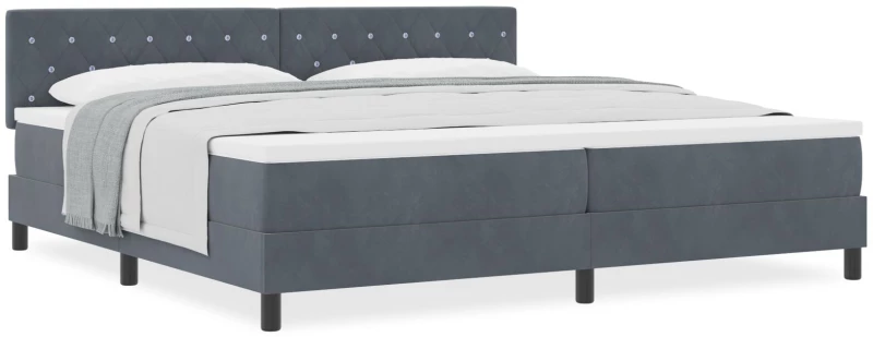 vidaXL Κρεβάτι Box Spring με Στρώμα Σκούρο Γκρι 200x200 εκ. Βελούδο