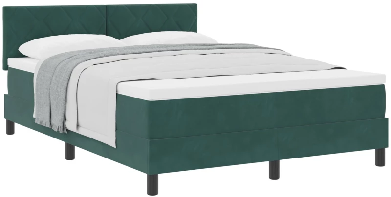vidaXL Κρεβάτι Box Spring με Στρώμα Σκούρο Πράσινο 140x200 εκ. Βελούδο