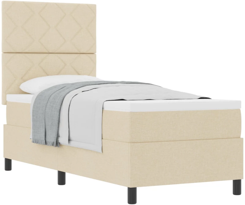 vidaXL Κρεβάτι με Ελατήριο Μπεζ 80 x 200 cm Ύφασμα