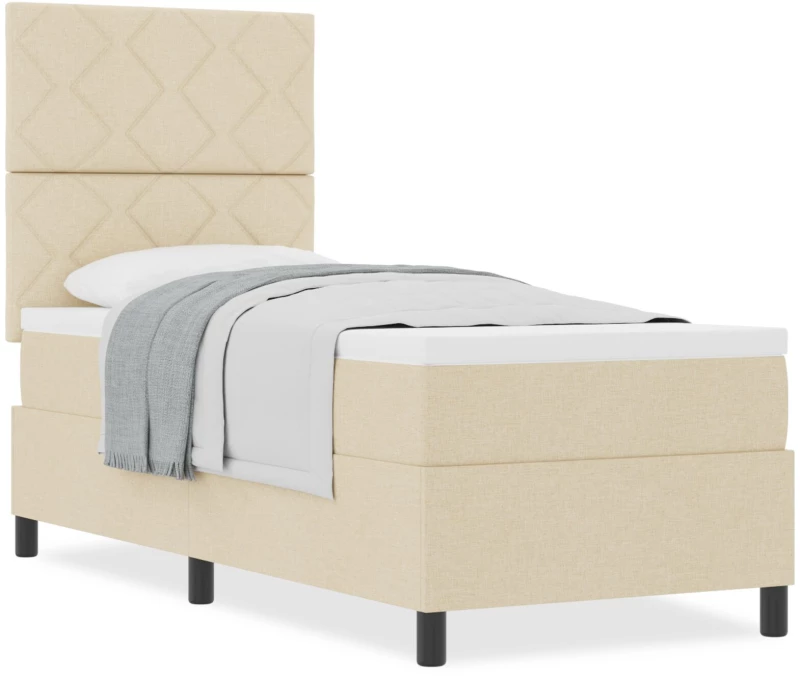 vidaXL Κρεβάτι με Ελατήριο Μπεζ 80 x 200 cm Ύφασμα