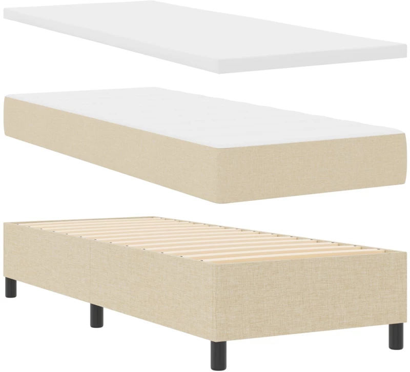 vidaXL Κρεβάτι με Ελατήριο Μπεζ 80 x 200 cm Ύφασμα