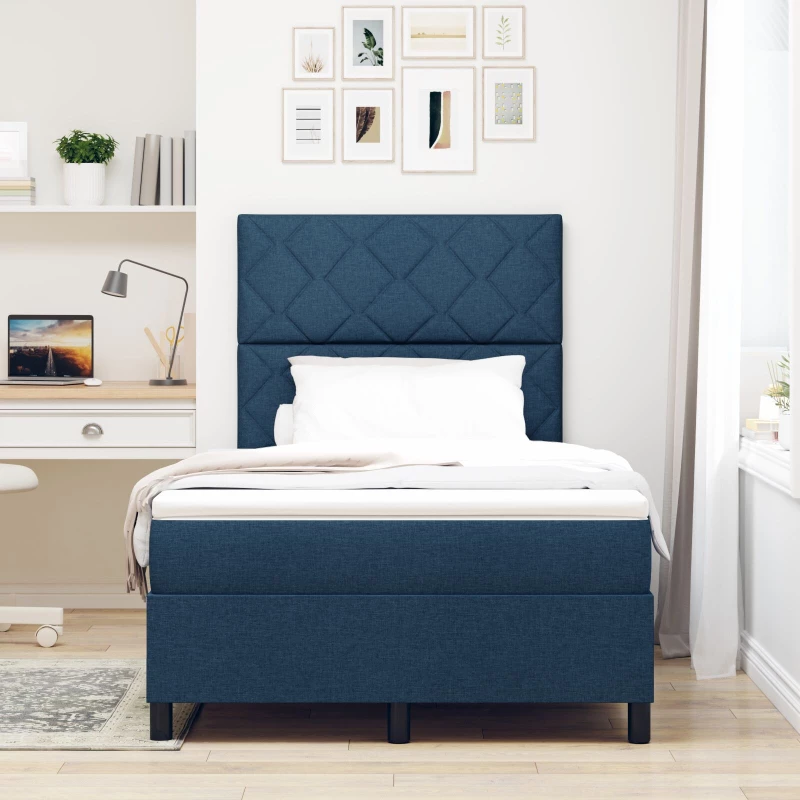 vidaXL Κρεβάτι με Σπαστή Βάση με Στρώμα Μπλε 120x200 εκ. Ύφασμα