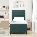 vidaXL Κρεβάτι Box Spring με Στρώμα Σκούρο Πράσινο Μονό Βελούδινο