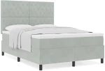 vidaXL Κρεβάτι Box Spring με Στρώμα Ανοιχτό Γκρι 140x190 εκ. Βελούδο