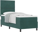 vidaXL Κρεβάτι με Στρώμα Ύψους 80x200 cm Σκούρο Πράσινο Βελούδο