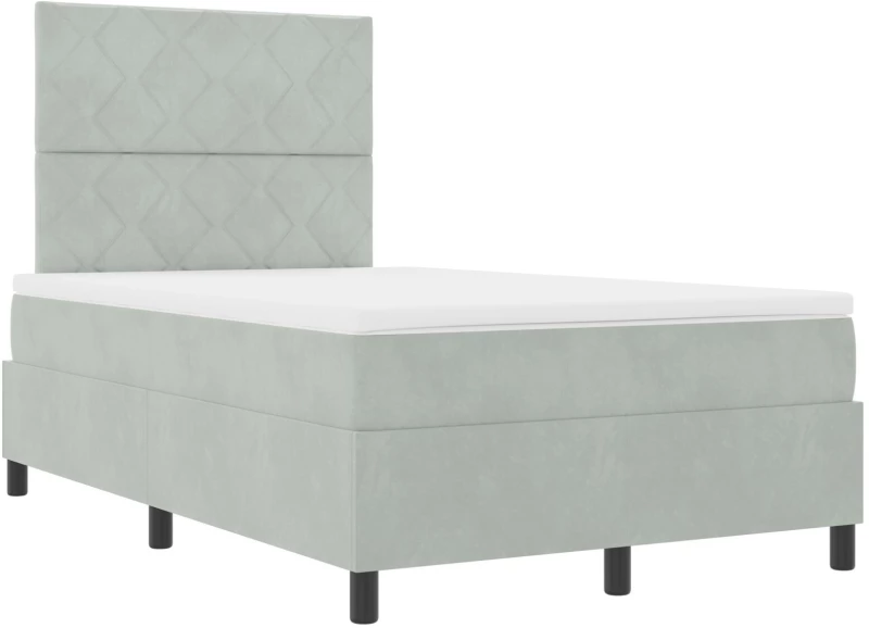 vidaXL Κρεβάτι Box Spring με Στρώμα Ανοιχτό Γκρι 120x200 εκ Βελούδο