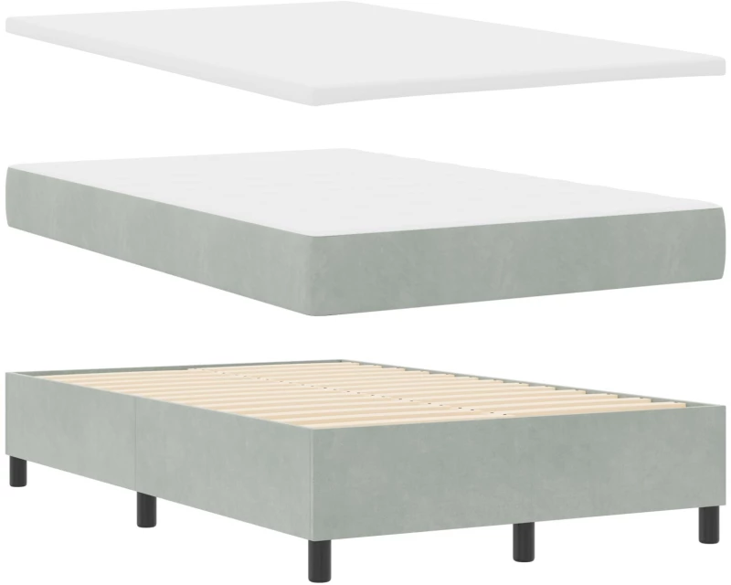 vidaXL Κρεβάτι Box Spring με Στρώμα Ανοιχτό Γκρι 120x200 εκ Βελούδο