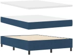 vidaXL Κρεβάτι box spring με στρώμα και πάγκο μπλε 140x190 εκ Ύφασμα