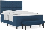 vidaXL Κρεβάτι box spring με στρώμα και πάγκο μπλε 140x190 εκ Ύφασμα