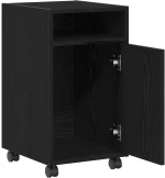 vidaXL Κομοδίνο με Ρόδες Μαύρο Δρυς 33x38x60 εκ Ξύλο