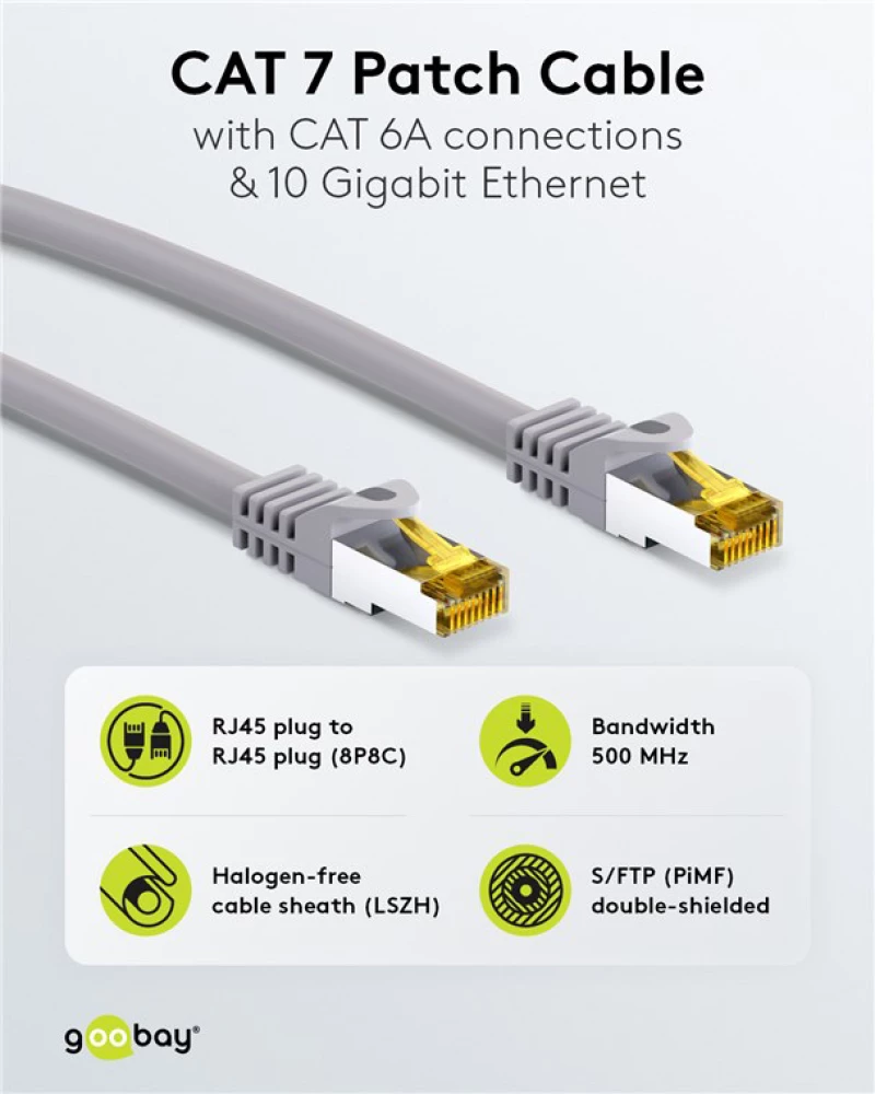 GOOBAY καλώδιο δικτύου 91612, CAT 7 S/FTP, copper, 500MHz, 3m, γκρι