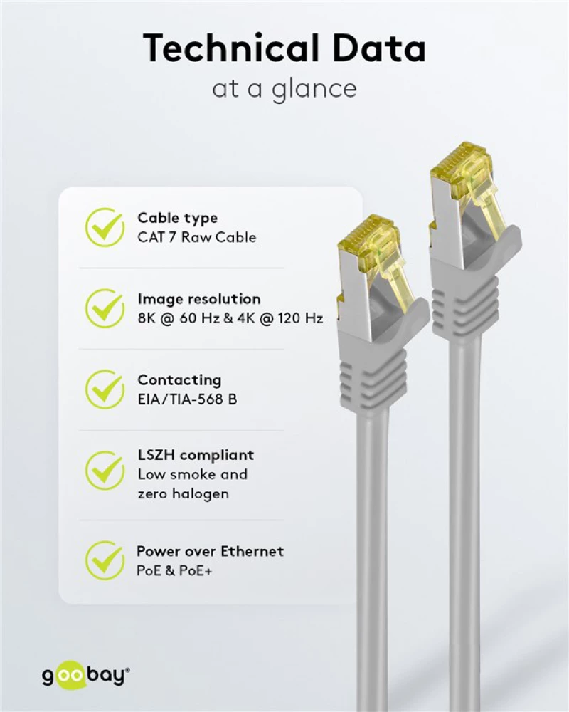GOOBAY καλώδιο δικτύου 91612, CAT 7 S/FTP, copper, 500MHz, 3m, γκρι